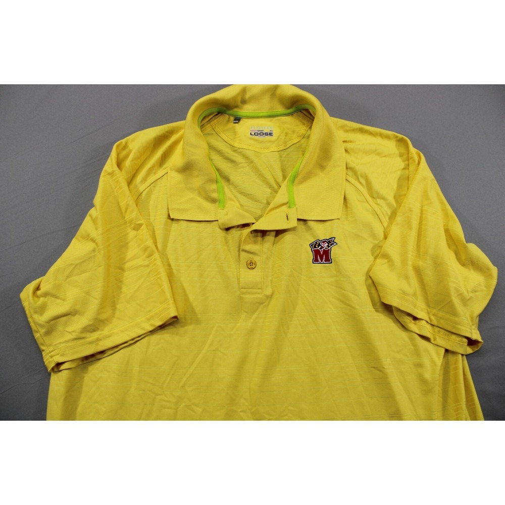 Under Armour Green Heatgear Polo Shirt University of Maryland Yellow Size‎ XL